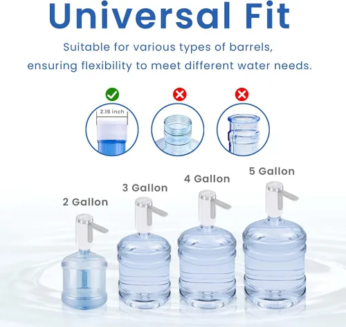 Miniatura 6 de UNNEES Dispensador de agua para botella de 5 galones, pantalla LED inteligente, bomba de agua recargable, boquilla de agua plegable de larga Blanco
