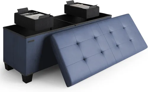 Miniatura 24 de Cubo otomano de almacenamiento con cubo pequeño, otomana cuadrada de 15 pulgadas con almacenamiento para sala de estar y dormitorio, reposapiés