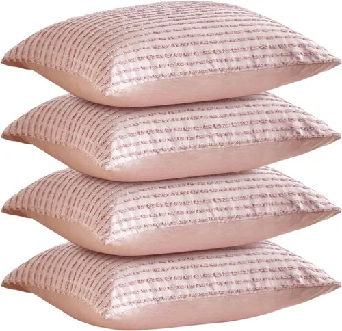 Miniatura 22 de WARMDERN - Fundas de almohada beige tamaño queen, fundas de almohada estándar, juego de 6 fundas de almohada de microfibra suave, textura boho