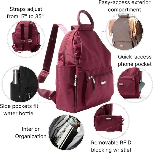 Miniatura 47 de Baggallini Mochila todo el día para mujer con pulsera de teléfono RFID, Negro, talla única