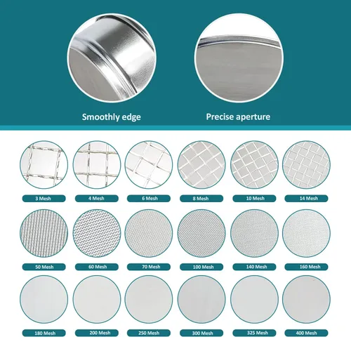 Miniatura 5 de 304 Acero inoxidable Malla de Laboratorio, 325 Malla (0.045mm) Abertura Tamiz de Prueba, 4 pulgadas (10cm) Tamices de Prueba de Análisis Estándar