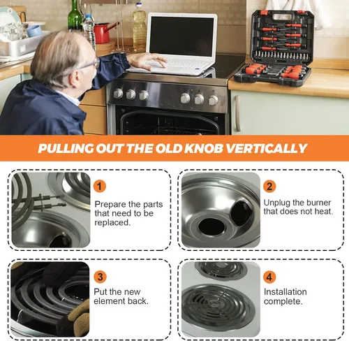 Miniatura 7 de Paquete de 4 quemadores eléctricos ERS30M1 ERS30M2 de repuesto para GE Hotpoint Kenmore, repuesto para quemador de estufa eléctrica de 6 y 8