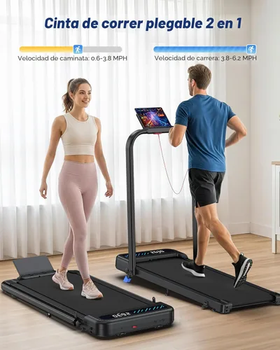 Miniatura 2 de Cardirun - Caminadora plegable con inclinación, almohadilla compacta para caminar con barra de seguridad, caminadora de 3.0HP silenciosa para usar