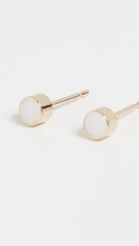 Miniatura 2 de Pendientes de tuerca con piedras preciosas de ópalo de oro de 14 quilates para mujer