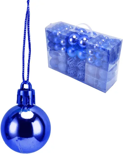 Miniatura 6 de Juego de 100 adornos de bolas de Navidad, decoraciones colgantes de temporada, bolas de Navidad de plástico inastillables, juego a granel para Azul
