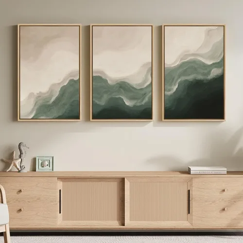 Miniatura 24 de Framed Sage Green Abstract Landscape Wall Art for Bedroom, 3 Piece Modern Canvas Prints Paintings Artwork for Walls, Minimalist Nature Pictures for
