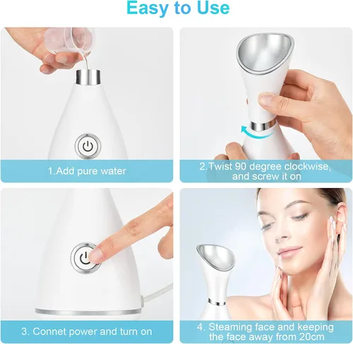 Miniatura 6 de Vaporizador facial para cara, vaporizador facial para limpieza profunda facial, vaporizador facial Nano Mister Set para senos nasales, desobstruye
