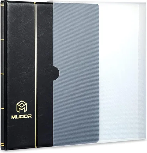 Miniatura 6 de Álbumes de Sellos MUDOR para Coleccionistas, 1 Libro de Sellos de Bolsillo para Coleccionistas, 10 Hojas de Clasificador de Sellos, Negro