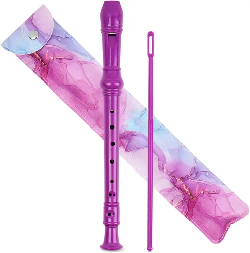 Miniatura 30 de Flauta para principiantes, niños y adultos, 8 agujeros, soprano, flauta de música con varilla de limpieza y funda de cuero para estudiantes