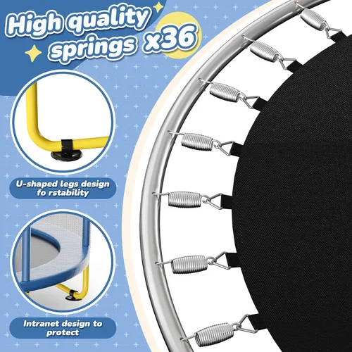 Miniatura 3 de Trampolín interior de 6 pies para niños de 1 a 8 años, mini trampolín para interiores y exteriores de 72 pulgadas con red de seguridad, aro