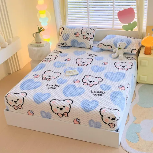 Miniatura 2 de ZIQINPSQ Sábana Bajera Ajustada de Forro Polar Tamaño Individual - Sábanas de Forro Polar Ultra Suaves y Peludas para Invierno, Sábana Inferior