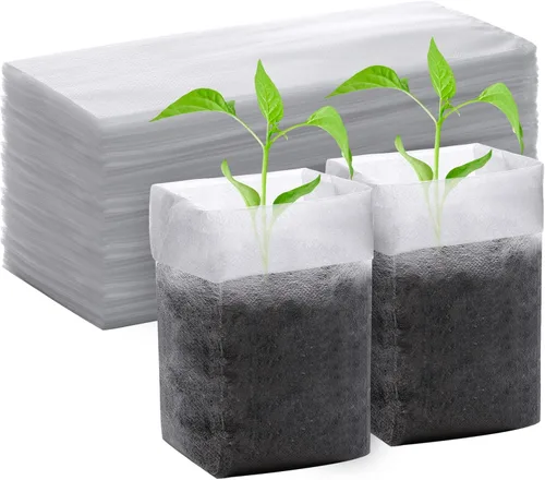 Miniatura 18 de Greaner 100 bolsas de cultivo de vivero grandes, 7.8 x 8.6 pulgadas, bolsa de cultivo de plántulas de tela biodegradable no tejida, bolsas