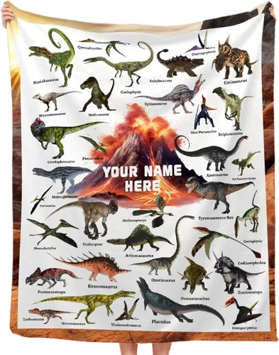 Miniatura 19 de Manta Personalizada con Nombre de Dinosaurio Regalos Personalizados Mantas de Franela Súper Suaves y Ligeras Manta para Niños, Adultos, Adecuada