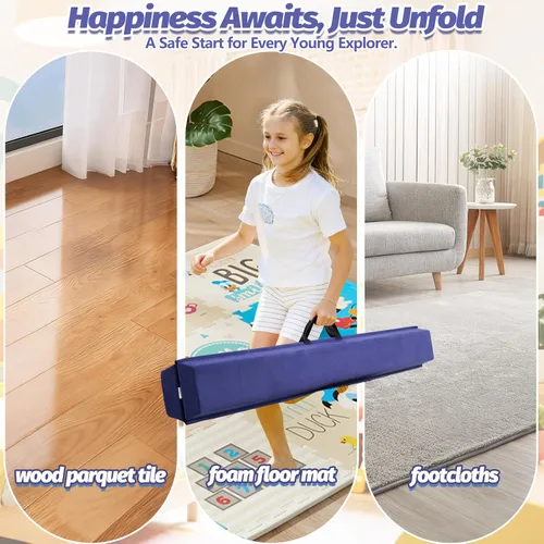 Miniatura 4 de Viga de equilibrio plegable de 6 pies/9 pies para niños de 3 a 15 años - Viga de suelo de gimnasia plegable, antideslizante, bolsa de transporte