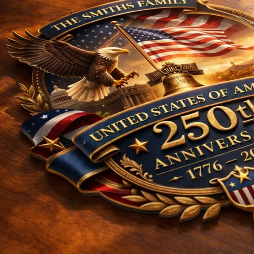 Miniatura 6 de NAZENTI Letrero personalizado para puerta del 4 de julio con nombre familiar, coronas de puerta personalizadas para 250 aniversario de Estados
