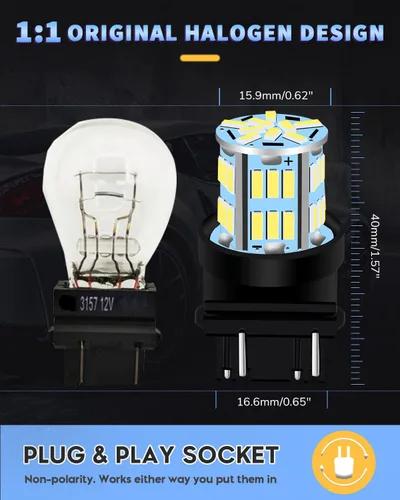 Miniatura 2 de 3157 - Bombilla LED blanca superbrillante 4014 39-SMD 3156 3056 3057 4157 3047 4057 T25 3457, bombillas LED de repuesto para luces de freno, luces