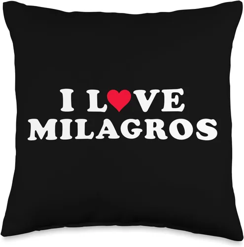 I Love Milagros Shirt For Girlfriend Boyfriend I Love Matching Girlfriend Boyfriend Milagros Name Throw Pillow, 16x16, Multicolor