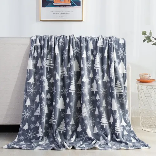 Miniatura 22 de Valerian Manta de Navidad de Terciopelo de Lujo Ultra Suave al Tacto Suave, Cálida, Acogedora Manta/Frazada de Forro Polar con Estampado