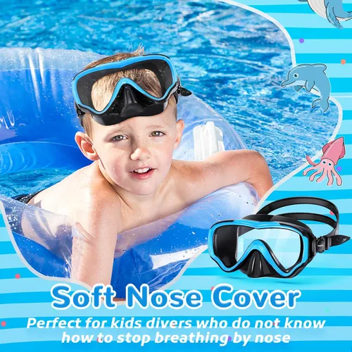 Miniatura 4 de VegoVia Gafas de natación para niños con cubierta para la nariz, antiempañamiento de visión amplia, máscara de natación transparente para niños