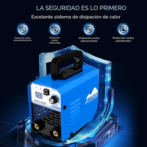 Miniatura 7 de TRQWH Máquina de Soldadura MMA de 200A, Soldadora de Electrodo de 110V, Soldadora de Arco Portátil con Pantalla Digital IGBT, Arranque en Caliente