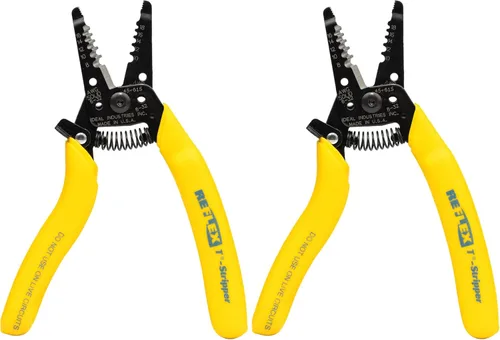 Miniatura 8 de Ideal Electrical 45-121 T-6 T-Stripper - 14-26 AWG, pelador de cables en T amarillo con agujeros en bucle, pinza con punta, apertura automática