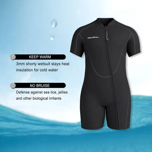 Miniatura 2 de Seaskin Traje de neopreno corto de 0.118 in de talla grande para hombre y mujer