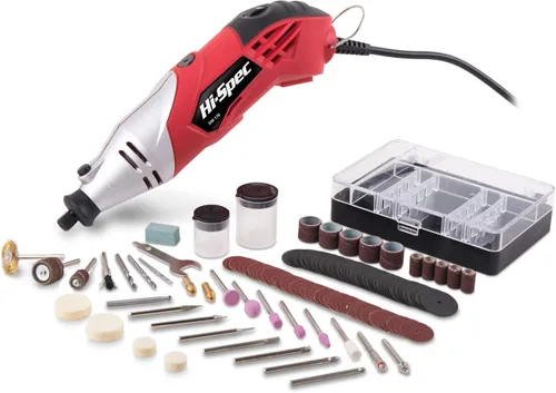 Hi-Spec Juego de herramientas rotativas de 170 W 1.4 A con 121 piezas Dremel compatibles accesorios de brocas. Taladro, corte, recorta, muele y