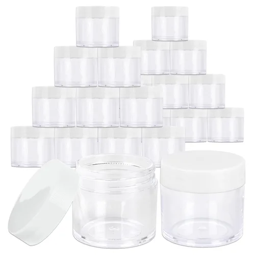 Miniatura 18 de Beauticom 1.06 oz/1.0 fl oz (1 fl. oz.) Tarros de plástico transparente de doble pared a prueba de fugas con tapas superiores planas para cremas, Oro
