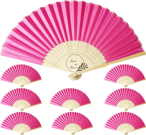 Miniatura 10 de Abanicos de seda personalizados a granel, ventiladores plegables personalizados para bodas, fiestas de dama de honor, suministros de fiesta