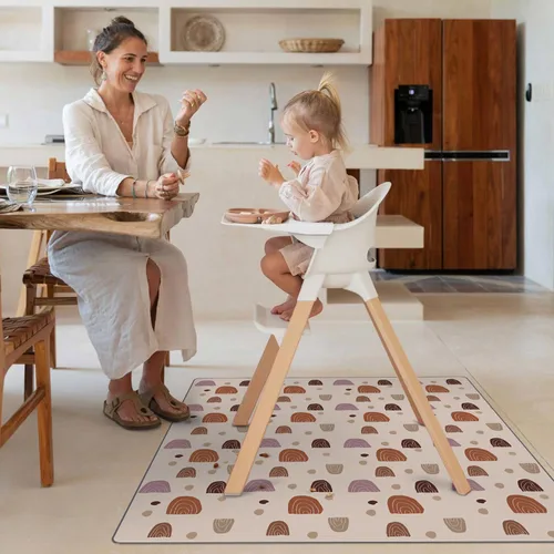 Miniatura 4 de Blissful Diary Tapete para Salpicaduras de Bebé para Debajo de Silla Alta, 50.4 x 50.4 Pulgadas Tapete Limpiable contra Salpicaduras, Impermeable