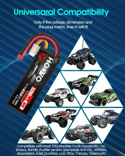 Miniatura 7 de HOOVO 3S Lipo Batería 11.1V 80C 5200mAh RC Batería Caso Duro con T Plug para RC Coches RC Camión Helicóptero Avión