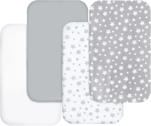 Miniatura 7 de Sábanas de moisés para niñas, paquete de 4 (33 x 20 pulgadas), compatibles con AirClub, Mika Micky, Baby Delight, Dream On Me, Koola Baby, AMKE