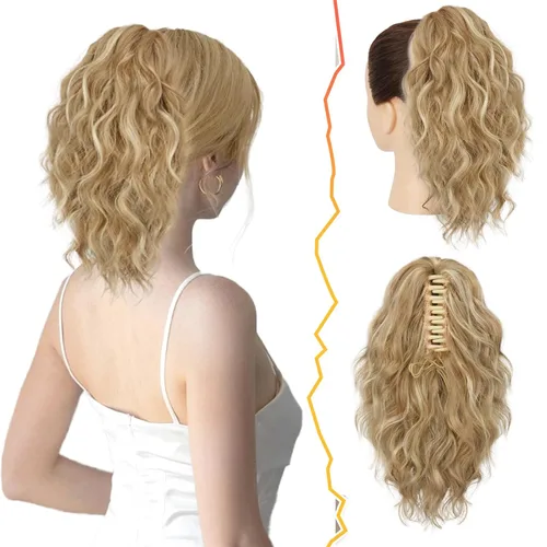 Miniatura 27 de BARSDAR Extensión de cola de caballo negra, extensiones de cabello de cola de caballo con clip de garra de 18 pulgadas para mujer, extensiones