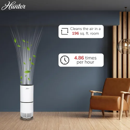 Miniatura 7 de Hunter Fan Company HP670 True HEPA - Purificador de aire para alergias, elimina el polvo, el humo, el moho y el polen, cubre hasta 195 pies Blanco