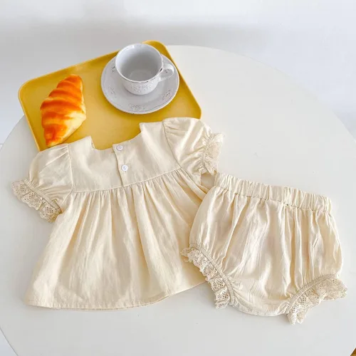 Miniatura 2 de Mameluco de lino para niña pequeña, vestido de manga hinchada con burbujas florales, ropa para recién nacidos, vestido de ciervo de Navidad