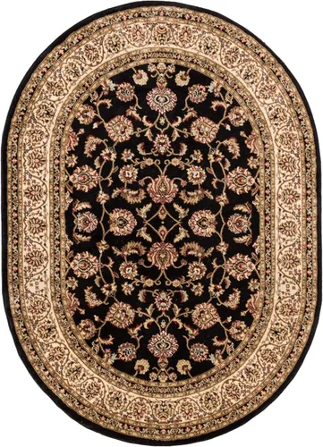 Well Woven Barclay Collection Sarouk - Alfombra ovalada negra de 5 x 7 pies, para sala de estar, dormitorio y comedor Negro