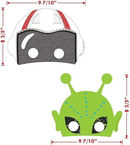 Miniatura 3 de Blast Off - Máscaras de papel de colores surtidos para cumpleaños, 8.6 x 9.7 pulgadas (paquete de 8), perfectas para celebraciones temáticas