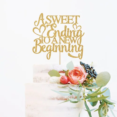 Miniatura 2 de Un dulce final para un nuevo comienzo para tartas, comienza la aventura, decoración de boda, jubilación, graduación, despedida de soltera, purpurina