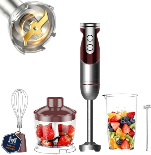 Miniatura 7 de MegaWise Juego de batidora de mano 3 en 1 con control de velocidad variable, licuadora de inmersión de 400W - Incluye batidor, espumador de leche