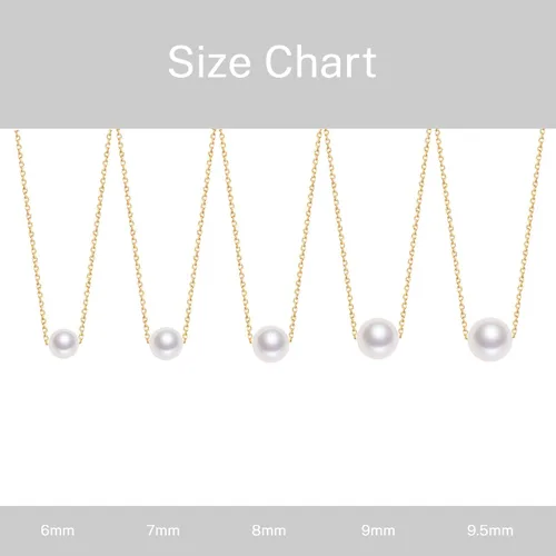 Miniatura 6 de AAAA Single Pearl Necklace Sterling Silver Floating Freshwater Cultured Pearl Pendant Necklace for Women 16 inch,17.5 inch