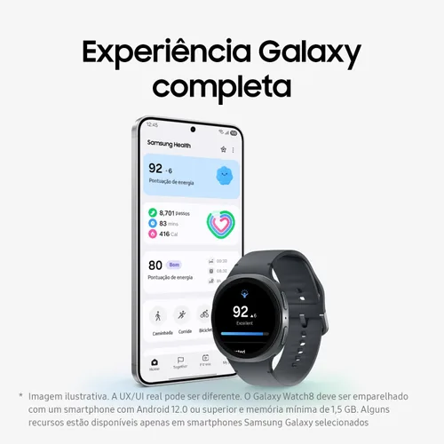 Miniatura 10 de Samsung Galaxy Watch 8 44mm Reloj inteligente AI con pantalla AMOLED de 1,47", Wear OS 6, Wi-Fi, Bluetooth, frecuencia cardíaca, GPS, rastreador