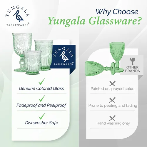 Miniatura 3 de Juego de 6 copas de vino verde para los amantes de la cristalería verde o la cristalería de colores que son aptas para lavavajillas, resistentes