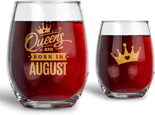 Miniatura 7 de BAD BANANAS Regalos de cumpleaños para mujeres – Queens Are Born In May – Tauro y Géminis – Copa de vino sin tallo de 21 onzas – Regalos de feliz