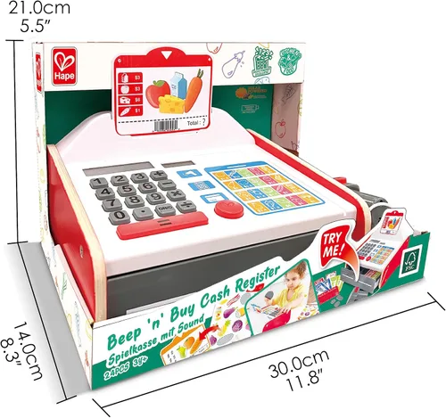Miniatura 3 de Hape Caja registradora Beep 'n' Buy Caja registradora de juguete de juego de rol para niños, para niños a partir de 3 años