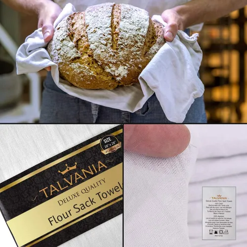 Harina Sack - Toallas de cocina blancas – Paquete de 12 – 28 x 28 pulgadas – Toalla de cocina suave y absorbente – Toallas de bar de 100% algodón