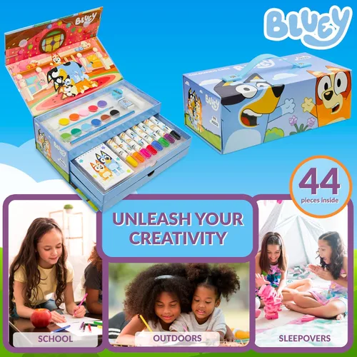 Miniatura 5 de Bluey Lápices de colores suministros de arte para niños y niñas, kit de dibujo, pintura, suministros escolares, kit de arte, estuche de viaje, Azul