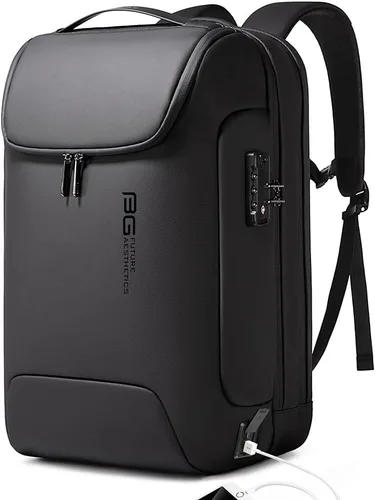 BANGE Mochila antirrobo con puerto de carga USB, mochila de negocios ligera para hombres y mujeres.., Negro, Computadora portátil