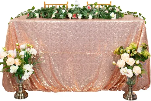 Miniatura 18 de ShiDianYi Mantel de lentejuelas color azul bebé, de 50 x 72 pulgadas, mantel rectangular de lentejuelas para decoración de boda - 200111E