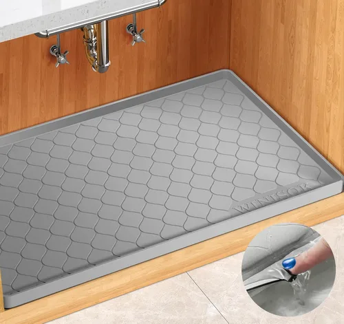 Miniatura 8 de Winisok Alfombrilla de silicona para debajo del fregadero de 19 x 19 pulgadas, artículos esenciales de cocina y artilugios, forro de estante