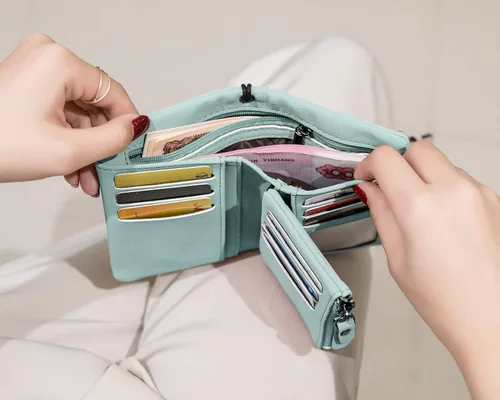 Miniatura 3 de AOXONEL Women's Small Bifold Leather wallet Rfid blocking Ladies Wristlet with Card holder id window Coin Purse